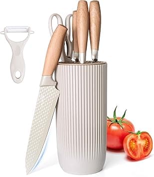 E-far 6-Piece Kitchen Knife Set, Stainless Steel Khaki Professional Knife Set for Chef, Super Sharp Knife Set with Universal Block for Home Restaurant on Amazon.ae - Price Tracker