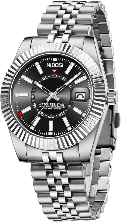 NIBOSI Men's Watches Analog Minimalist Business Watches for Men Chronograph Casual Wrist Watches Stainless Steel Strap Date on Amazon.ae - Price Tracker