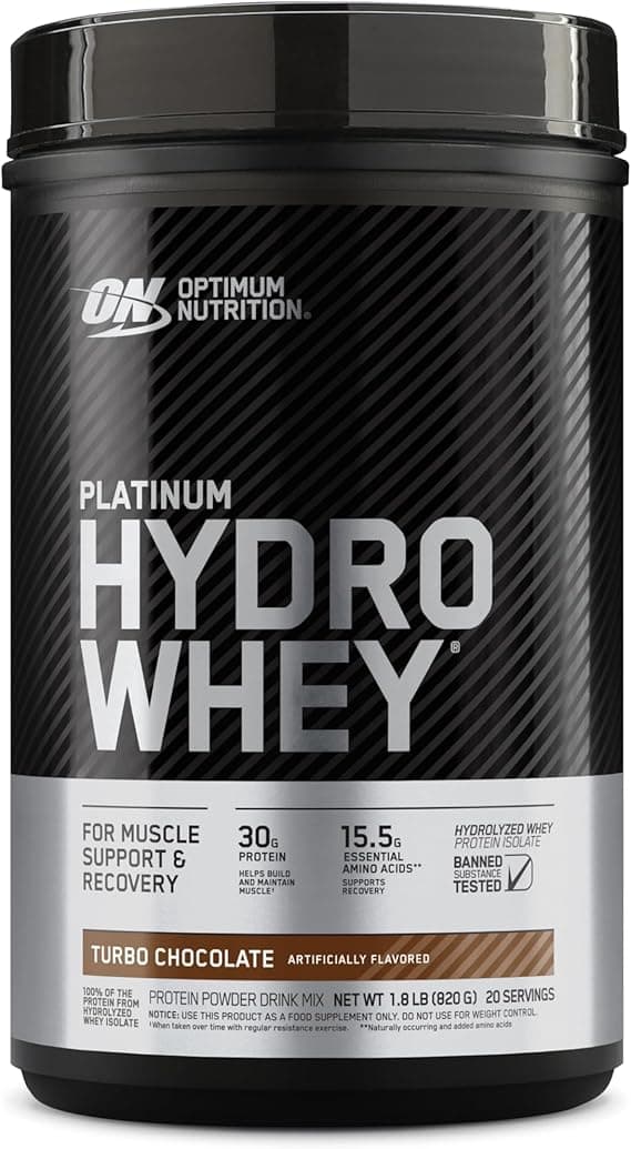 Optimum Nutrition (ON) Platinum Hydrowhey Protein Powder, 30 Grams of Protein for Muscle Support & Recovery, 100% Hydrolyzed Whey Protein Isolate Powder - Turbo Chocolate, 1.75 Lbs,20 Servings (820 G) on Amazon.ae - Price Tracker