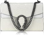 Women's Leather Snake Print Crossbody and Shoulder Bag - Luxury Chain Strap Bag Ladies Satchel Handbag Evening Square Purses - Best Deal Finder