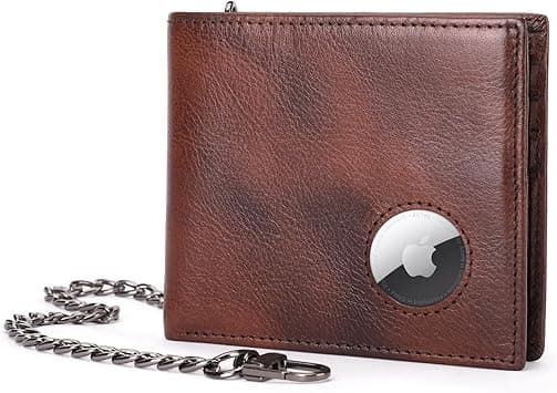 BULLCAPTAIN Slim Genuine Leather Mens Wallets with 2 ID Windows 10 Credit Card Slots Bifold RFID Blocking Wallets for Men With AirTag Holder and Chain T01 (Coffee) on Amazon.ae - Price Tracker
