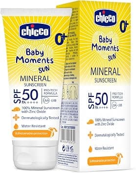Chicco Baby Moments Mineral Sun Cream SPF 50 for Babies, 75g| 100% Mineral Sunscreen | PA++++ | UVA and UVB Protection | Phenoxyethanol, Parabens & Lauryl Sulphates Free - Amazon.ae Price Tracker