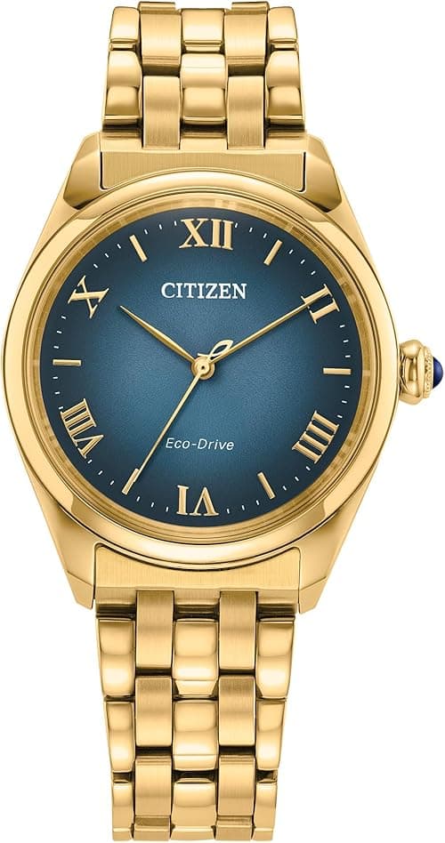 Citizen Ladies Eco-Drive Dress L Classic Watch, Gold-Tone Stainless Steel Bracelet, Blue Dial, 3 Hand (Model: EM1142-84L) on Amazon.ae - Price Tracker