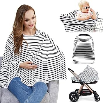 HANNEA® Muslin Nursing Cover for Baby Breastfeeding, Cotton Breathable Baby Nursing Apron with Rigid Hoop, Adjustable Lightweight Privacy Feeding Shawl Scarf, 360° Full Coverage, for Mom & Baby on Amazon.ae - Price Tracker