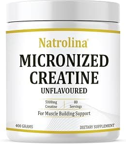 Natrolina 100% Micronized Creatine Monohydrate Powder (Unflavoured)-400g/80 Servings| Premium Muscle Building Support, Boost Energy & Performance - Best Deal Finder