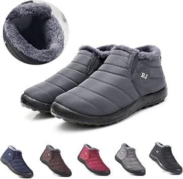 Boojoy Winter Boots, Winter Warm Non-Slip Ankle Boots, Fur Lined Thickened Non-Slip Winter Shoes for Men and Women (6.5-Men, Gray) على Amazon.ae - متتبع الأسعار