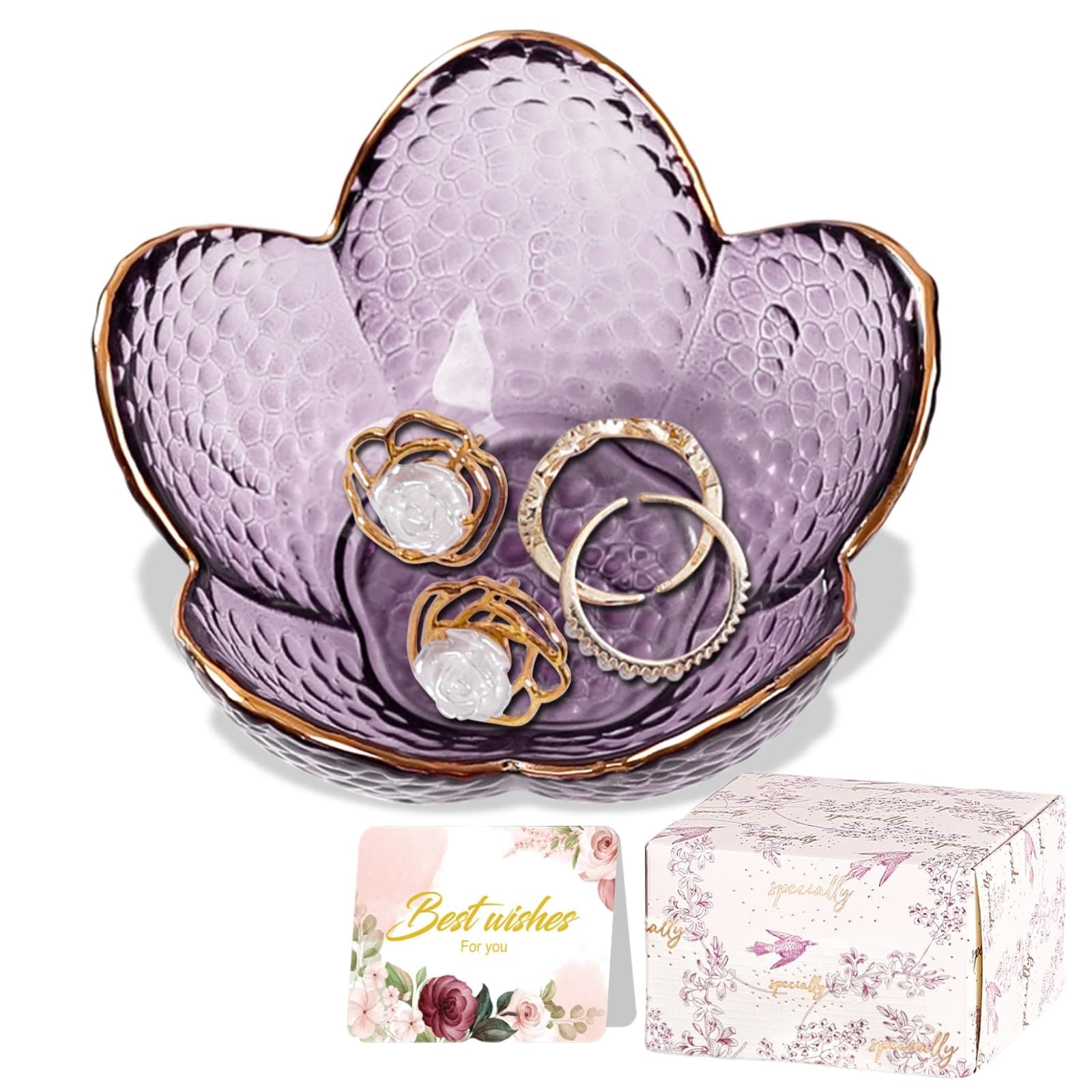 Jewelry Tray Glass Ring Dish Trinket Tray Gifts For Women Unique Birthday Gifts For Friends Sisters Jewelry Organizer Key Bowl Cute Room Decor Small Women Friendship Christmas House Warming Gifts on Amazon.ae - Price Tracker
