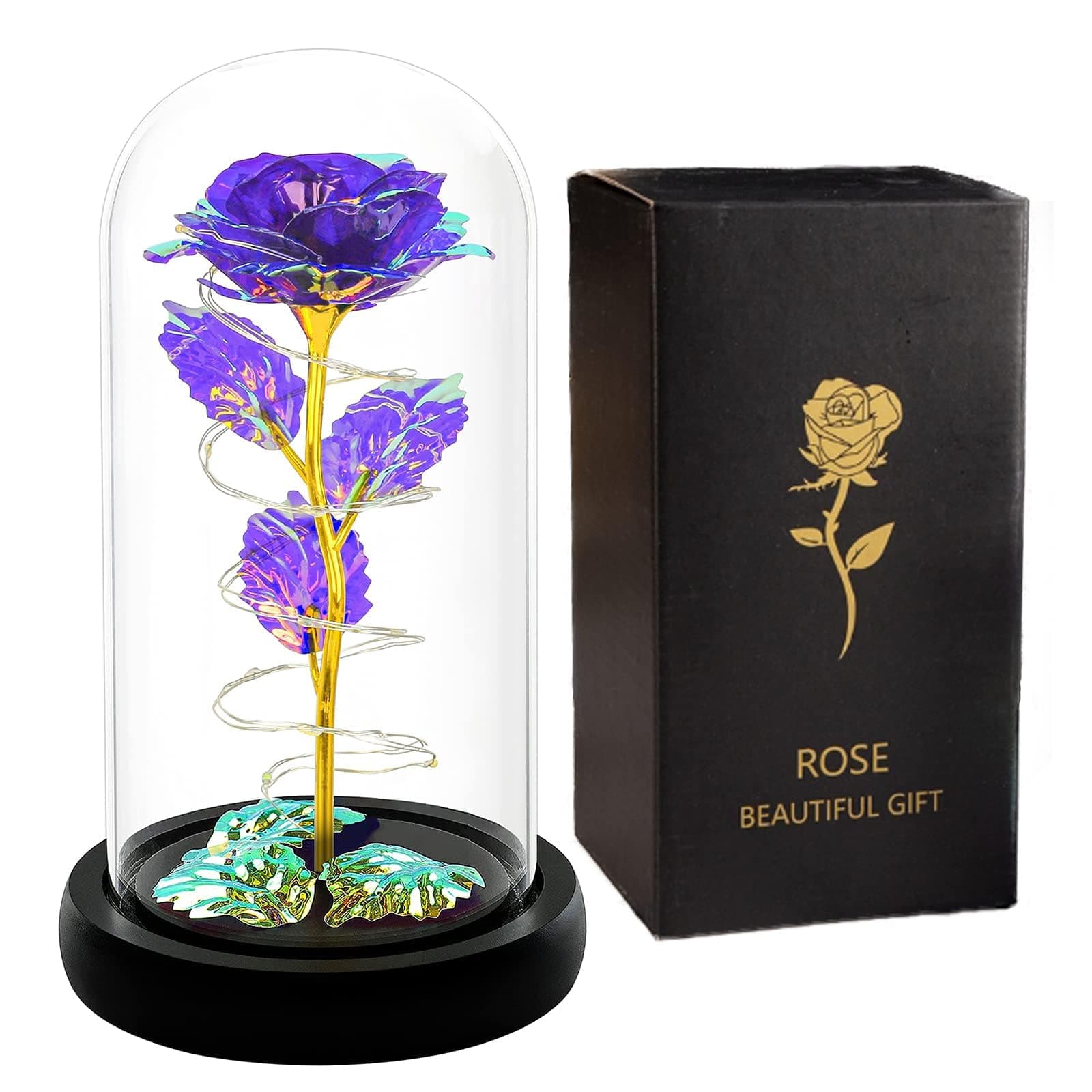 Arabest Colorful Artificial Flower Rose Gift, LED Light Forever Rose Birthday Gifts for Women Mom Grandma Wife, Rose Flower in Glass Dome, Unique Gifts for Mother's Day (Purple) on Amazon.ae - Price Tracker