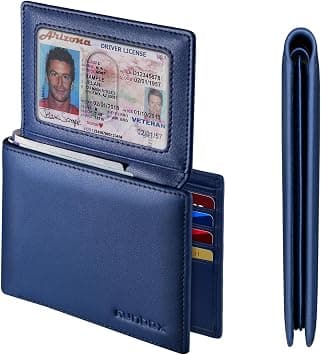 Genuine Leather Wallet for Men, Slim Rfid Blocking Bifold Mens Wallet, 12 Card Slots (2 ID windows) Card Holder Wallet with Gift Box, D-Blud on Amazon.ae - Price Tracker