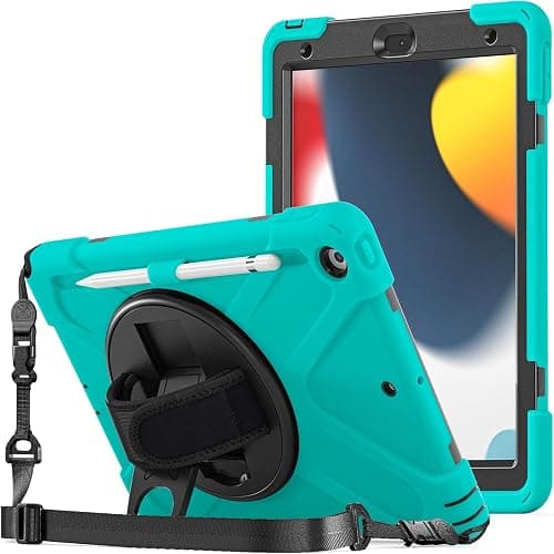 ProCase Rugged Case for iPad 9th/ 8th/ 7th Generation 10.2" (2021/2020/2019), Heavy Duty Shockproof Protective Cover with Strap for iPad 9/8/7 -Teal | Heavy Duty Shockproof Protective Cover with Strap for 10.2" iPad 9/8/7 (2021/2020/2019) على Amazon.ae - متتبع الأسعار