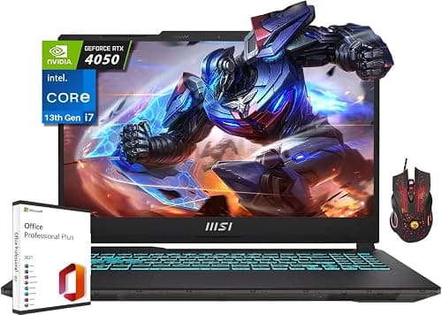 MSI 2024 Cyborg 15 Gaming Laptop, 15.6" FHD 144Hz, Intel 10-Core i7-13620H, 32GB DDR5, 1TB SSD, GeForce RTX 4050, Backlit KB, Wi-Fi 6, Win 11 H, with Microsoft Office Lifetime License & Gaming Mouse على Amazon.ae - متتبع الأسعار
