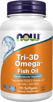 Now Foods Tri-3D Omega Fish Oil + Vitamin D3 | Triglyceride Form Omega-3 with 330 EPA & 220 DHA for Cardiovascular & Heart Health & Brain & Immune Support | 90 Softgels - Best Deal Finder