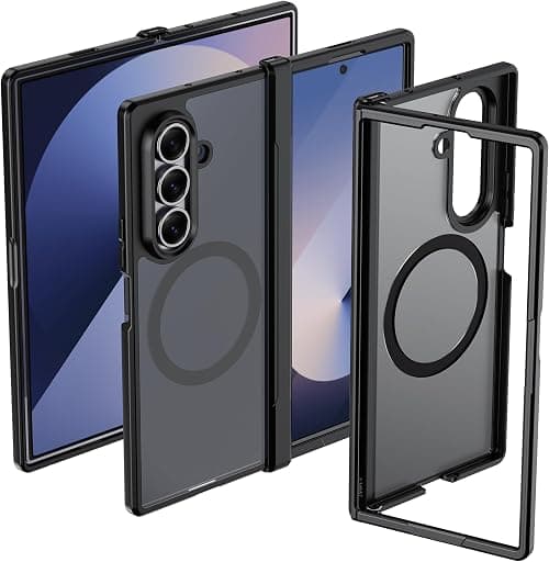 Effcotuo Magnetic Cover for Samsung Galaxy Z Fold 7 5G Case with MagSafe, Anti-Drop Soft Silicone + Acrylic Frosted Translucent Matte Back Case – Black on Amazon.ae - Price Tracker