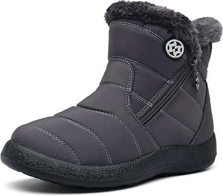 Hsyooes Winter Boots Women's Waterproof Winter Shoes Warm Ankle Boots Winter Snow Depth Lined Short Shaft Boots Non-Slip Slip-On Boots Flat on Amazon.ae - Price Tracker