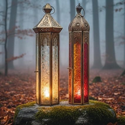 Lantern Set of 2 Ramadan Lanterns Hexa Shape – Gold Metal &amp; Frosted Embossed Glass Fanoos, Arabic Candle Holder Lanterns for Eid, Indoor Table Décor Lanterns on Amazon.ae - Price Tracker