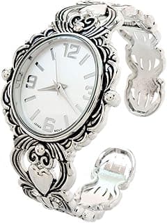 STC Silver Metal Decorated Large Oval Face Women's Bangle Cuff Watch - Amazon.ae Price Tracker