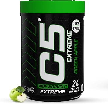 C5 Extreme Pre Workout Powder Green Apple - 24 Servings, Sugar Free, Zero Calories, 200mg High Caffeine - Beta Alanine - Citrulline Malate, High-Performance Pre-Workout Booster Supplement على Amazon.ae - متتبع الأسعار