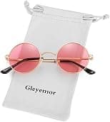 Gleyemor John Lennon Glasses Polarized Small Round Sunglasses for Men Women Hippie Circle Red Yellow Glasses - Best Deal Finder