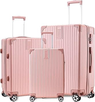 LIODUX 3 Piece Luggage Sets, Expandable PC Hardshell Travel Suitcase Set, 20/24/28in Lightweight Luggage, Carry On Suitcase with Two Hooks & Spinner Wheels (Pink, 3 Piece Set) on Amazon.ae - Price Tracker
