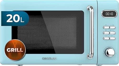 Cecotec Digital Microwave with Grill of 20 L Proclean 5110 Retro Blue. 700 W in 5 levels, Timer up to 60 minutes, 8 Programs and Defrost, Vintage Design in Blue on Amazon.ae - Price Tracker