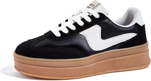 LUCKY STEP Women's Platform Fashion Sneakers Thick Sole Suede Genuine Leather Classic Rubber Gum Sole Low Top Casual Walking Shoes on Amazon.ae - Price Tracker