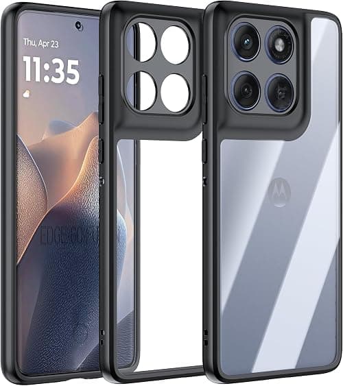 for Motorola Moto G67/G77 Case: Military Drop Protection Anti Yellowing Phone Cover - Rugged Shockproof Protective Transparent Back Slim Cases (Clear+Black) (Motorola G77/G67) على Amazon.ae - متتبع الأسعار