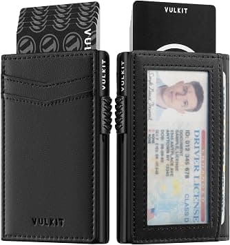 VULKIT Men's Wallet with ID Window Premium Leather Wallets RFID Blocking Minimalist Wallet Pop Up Card Holder Magnetic Closure على Amazon.ae - متتبع الأسعار