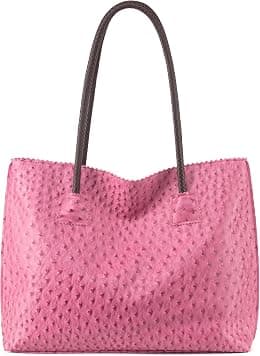 Milan Chiva Tote Bag for Women Large Ostrich Shoulder Handbags with Zipper - Best Deal Finder