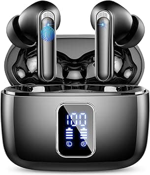 lukg Bluetooth Headphones, Wireless Bluetooth 5.3 In-Ear Headphones with 4 ENC Noise Cancelling Mic, 2024 Wireless Headphones, 48H Deep Bass, IP7 Waterproof Earphones, LED Display, USB-C Black on Amazon.ae - Price Tracker