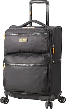 Lucas Ultra Lightweight Carry On - Softside 20 Inch Expandable Luggage - Small Rolling Bag Fits Most Airline Compartments - Durable 8-Spinner Wheels Suitcase (Black) - Best Deal Finder