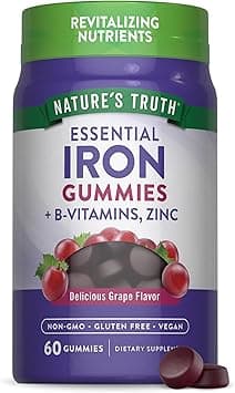 Nature's Truth Iron Gummies | 60 Count | Vegan, Non-GMO & Gluten Free Supplement | with Zinc & B Vitamins | Grape Flavor | by on Amazon.ae - Price Tracker