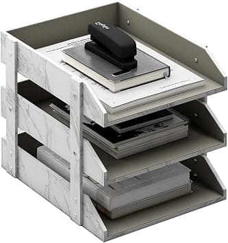 Leather Desk Organizer, Thipoten 3-Tier Stackable Letter Tray Holder for Office Supplies, Paper, File, Magazine, Perfect Office Organization for Desktop (White-3Tiers) على Amazon.ae - متتبع الأسعار
