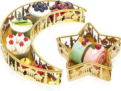 Ramadan Serving Tray Set,2Pcs Moon and Star Food Tray Eid Mubarak Tableware Dessert Candy Date Palm Containers Home Decoration on Amazon.ae - Price Tracker