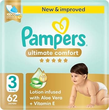 Pampers Ultimate Comfort, Size 3, 6-10 kg, Mega Pack, 62 Diapers - متتبع أسعار Amazon.sa