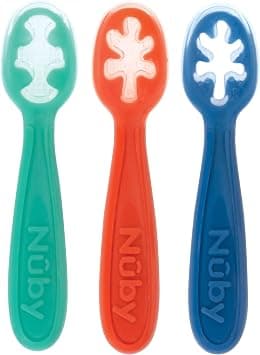 Nuby Baby First Spoon Set - Silicone - Easy to Grasp and Hold - 3 Pack - 6 plus Months على Amazon.ae - متتبع الأسعار