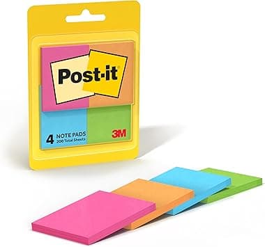 Post-it Mini Notes, 1 3/8 in. x 1 7/8 in., 4 Sticky Notes Pads, 50 Sheets per Pad, Poptimistic Collection, School Supplies and Oﬃce Products, The Original Post-it Note - Amazon.ae Price Tracker