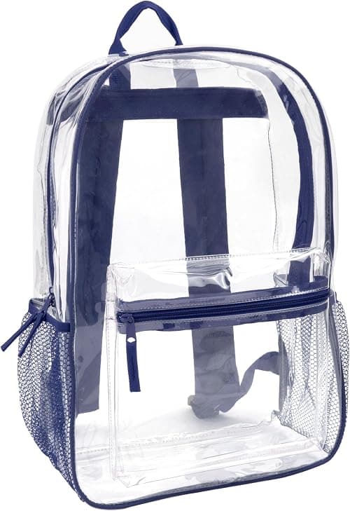 Clear Backpack With Reinforced Straps & Front Accessory Pocket - Perfect for School, Security, Sporting Events على Amazon.ae - متتبع الأسعار