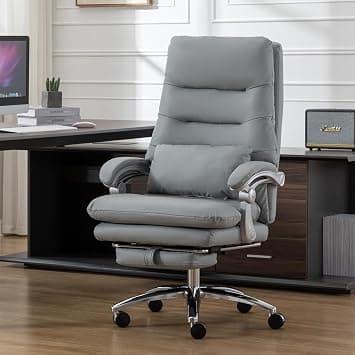 Lepdep Office Chair with Foot Rest - High Back Executive Chair with Padded Linkage Armrests, Reclining Desk Chair with Wheels, Comfy Chair with Double Thick Cushion (Gray) on Amazon.ae - Price Tracker