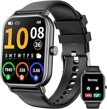 Smart Watch for Women Men, 1.85" HD Fitness Tracker with Bluetooth Call for Android iOS, 100+ Sport Modes, IP68 Waterproof, 24/7 Heart Rate/SpO2/Sleep/Stress Monitor(Black,1.85) - Amazon.ae Price Tracker