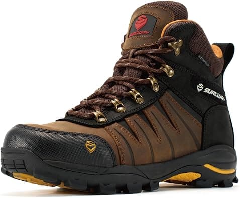 SUREWAY Men's 6" Waterproof Work Boots - Soft/Steel Toe,Leather Lace Up,EH Rated, Slip Resistant Outsole for Construction, Roofing & Hunting on Amazon.ae - Price Tracker