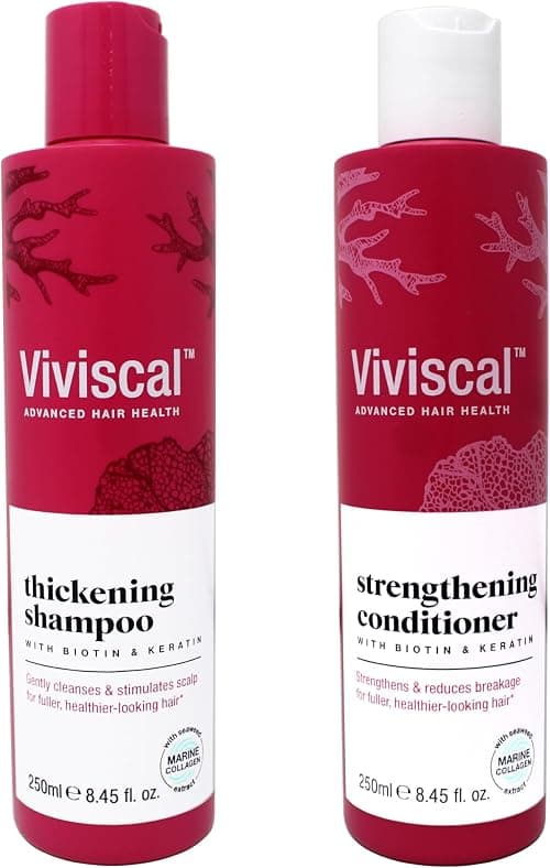 Viviscal Professional Thin‑to‑Thick Hair Thickening Shampoo & Strengthening Conditioner with Biotin, Keratin & Marine Collagen, No Artificial Colors, 250 ml Each – Pack of 2 on Amazon.ae - Price Tracker