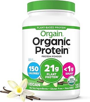 Orgain Organic Plant Based Protein Powder, Vanilla Bean - Vegan, Low Net Carbs, Non Dairy, Gluten Free, Lactose Free, No Sugar Added, Soy Free, Kosher, Non-GMO, 2.03 Pound on Amazon.ae - Price Tracker