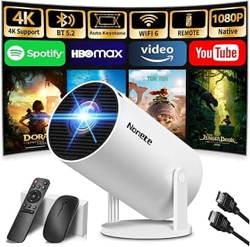 [2026 Upgraded] Mini Projector Support 4K 1080P FHD Auto Keystone 270° Rotatable with WiFi 6 and Bluetooth 5.2 Projector Portable Compatibile with HDMI/TV Stick/Memory Stick/Laptop,White على Amazon.ae - متتبع الأسعار