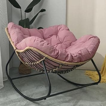 Oversized Green Velvet Rocking Chair - Stylish Stainless Steel Egg Chair with Metal Legs Comfy Outdoor Armchair for Patio & Garden Relaxation على Amazon.ae - متتبع الأسعار