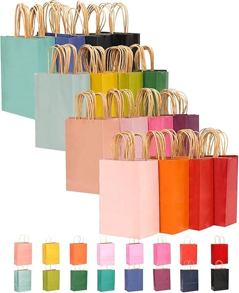 32Pcs Kraft Paper Bags with Handles 21x15x8cm Small Gift Party Bags 16 Different Senior Color Shopping Treat Bags Multiple Uses(8.2x6x3.15inch,Small) on Amazon.ae - Price Tracker