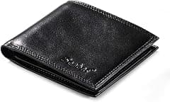 Men's Wallet Genuine Leather Slim RFID Blocking Bifold Wallet with 12 Credit Card Slots(ID Window) and 2 Banknote Compartments, Wallet for Men with Black Gift Box - متتبع أسعار Amazon.sa