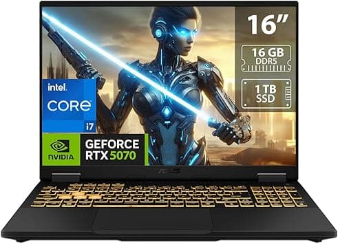 ASUS TUF F16 (2025) Gaming Laptop, 16" FHD+ 165Hz IPS Display, Intel Core i7-14650HX, 16GB DDR5 RAM, 1TB SSD, NVIDIA GeForce RTX 5070 8GB GDDR7, 1-Zone RGB Backlit Keyboard, Eclipse Gray on Amazon.ae - Price Tracker