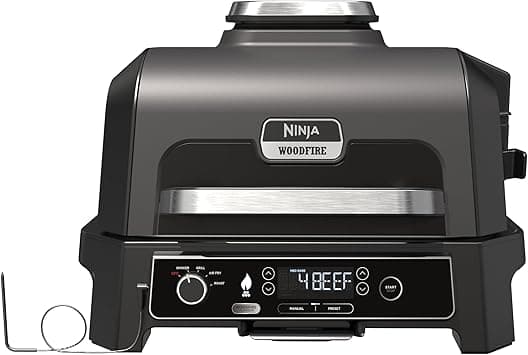 Ninja Woodfire Pro XL Electric Grill & Smoker with Digital Probe, Large 4-in-1 Outdoor Grill and Air Fryer with Intelligent Cooking System and Wood Pellets, Black, OG850ME, 2 Years Warranty on Amazon.ae - Price Tracker