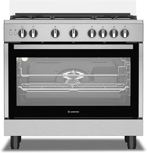 Ariston 90CM Gas Cooker, 5 Burners, Fan-Assisted Oven, Self-Cleaning, Auto Ignition, Safety Valve, Cast Iron Support, Inox – ARR9GGF22125XME on Amazon.ae - Price Tracker