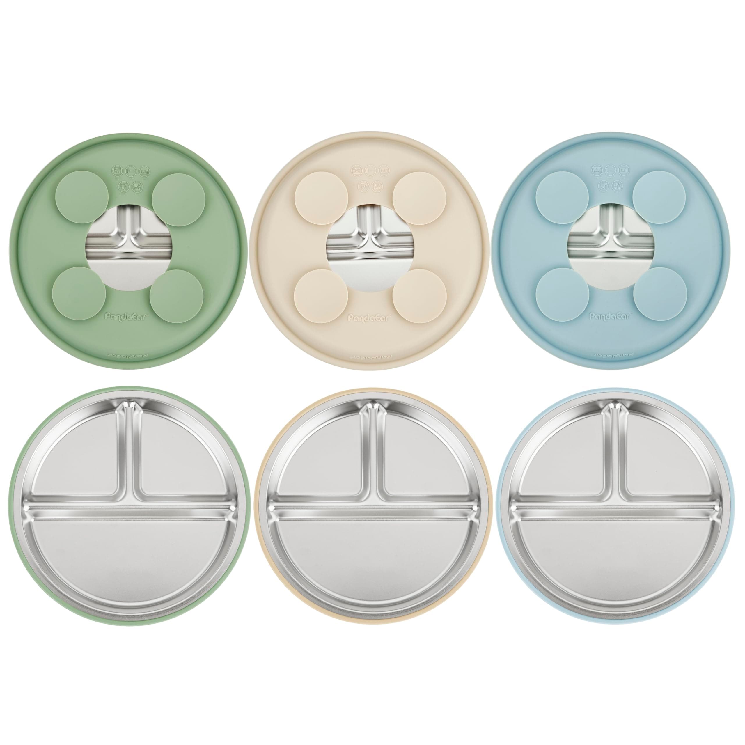 PandaEar 3 Pack Stainless Steel Baby Suction Plates, Divided Toddler Plate for Baby Led Weaning Supplies, Non-Slip Toddler Baby Feeding Set Dishwasher Safe on Amazon.ae - Price Tracker